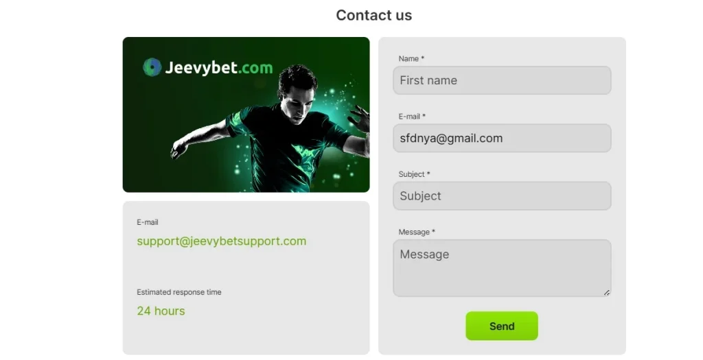 Jeevybet Casino support